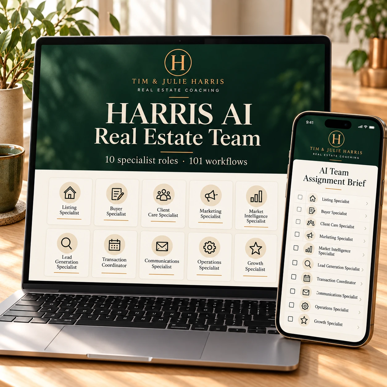 Harris Real Estate Coaching — HARRIS AI Real Estate Team — digital product on device screens