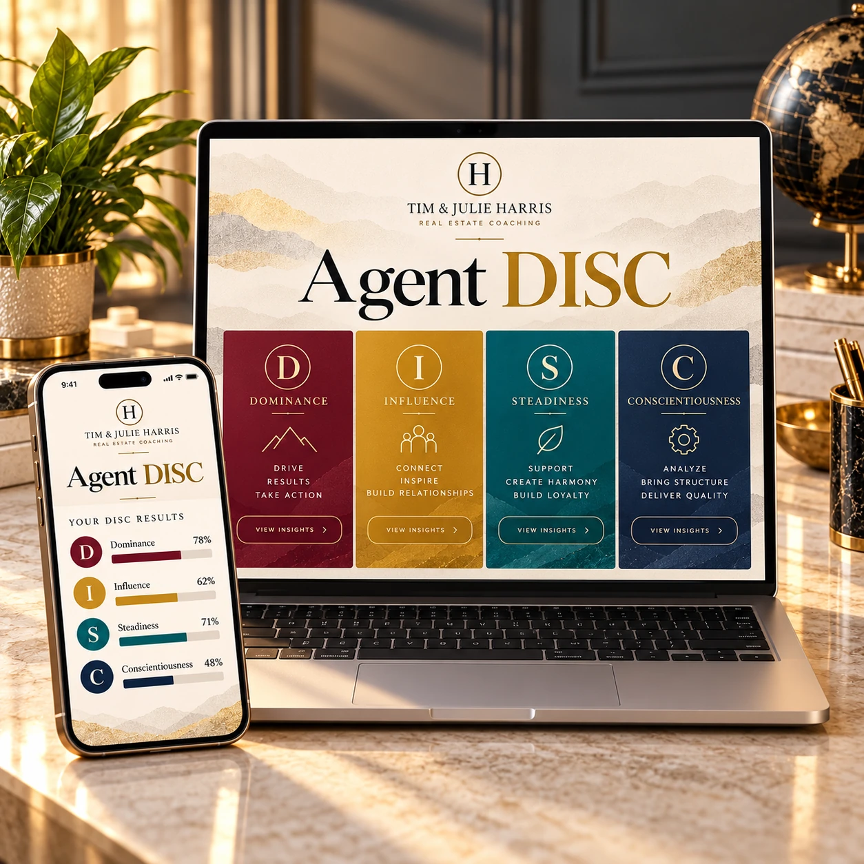 Harris Real Estate Coaching — Agent DISC — digital product on device screens