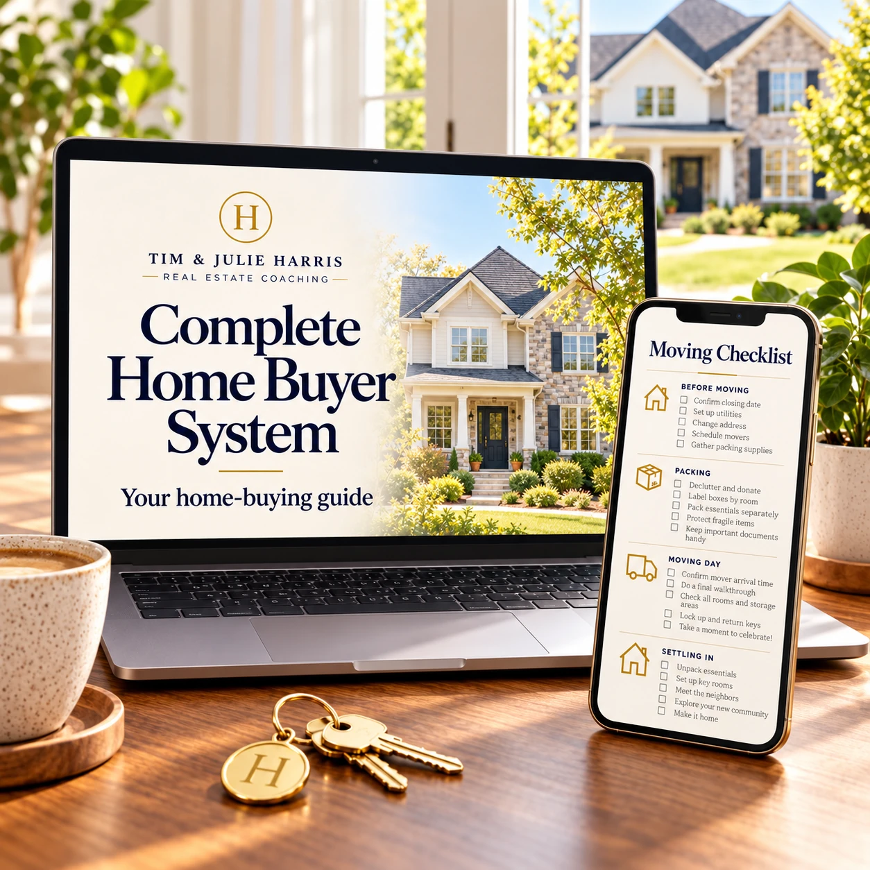 Tim and Julie Harris Real Estate Coaching — Complete Home Buyer System — digital product on device screens
