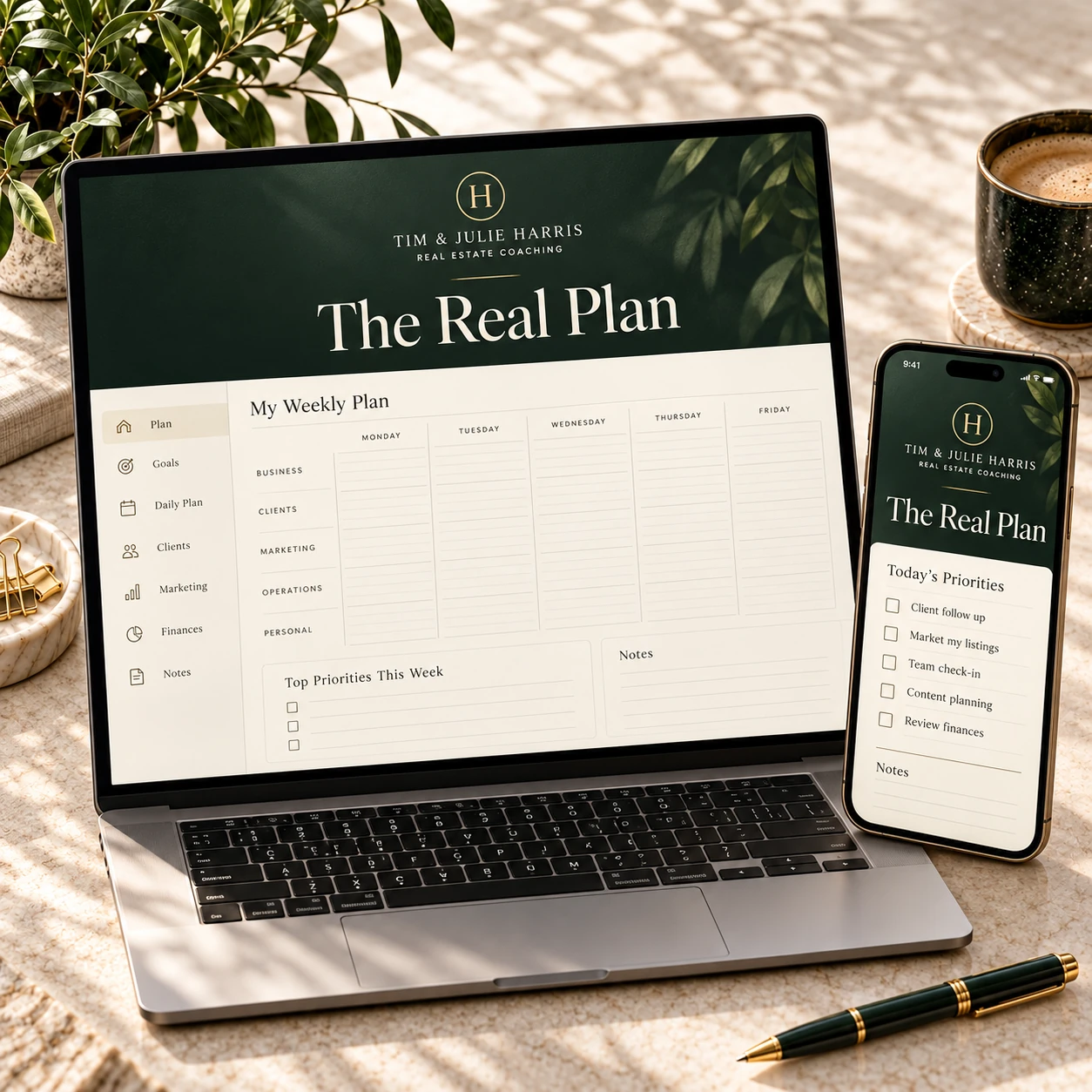 The Real Plan — digital product on device screens